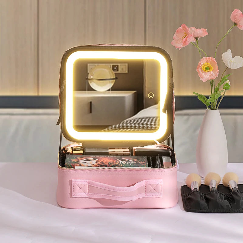 Portable Makeup Bag - LED Mirror